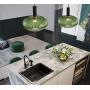 LITFAD Ribbed Glass Geometric Hanging Light Simplicity Single Light Chandelier in Brass Finish Modern Pendant Light Fixture for Hallway Dining Room Coffee Shop Restaurants Living Rooms - C Green