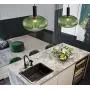 LITFAD Ribbed Glass Geometric Hanging Light Simplicity Single Light Chandelier in Brass Finish Modern Pendant Light Fixture for Hallway Dining Room Coffee Shop Restaurants Living Rooms - C Green