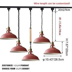 STGLIGHTING IronPendant Light Juno-Type Track Light Pendants 1ft Cord Macaron Red Lampshade Track Light Decoratefor Instant Pendant Lights for Dining Room Customizable,3-Light,Macaron Pink