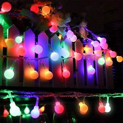 Globe Led String Lights, Mibote 55ft 112 LEDs Colored Fairy Lights Waterproof Plug in String Lights for Outdoor Indoor Bedroom Patio Garden Party Wedding Patio Christmas Xmas Tree Decoration