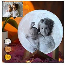 Personalized Lamp, Custom Night Light Pubsooup Customized Moon Lamp with Picture Engraved, 3D Printing 3 Colors USB Cable Moon Lamps for Bedrooms Christmas Gifts for Kids Adults(4 Inch/9cm)