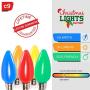 CHRISTMAS LIGHTS FACTORY - C9 - Multi Color - Super Bright LED Frosted Bulbs - 25 Bulbs ONLY - Commercial Grade - Dimmable - Indoor & Outdoor. Be a Beacon of Holiday Spirit, Joy.