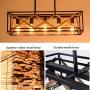 XIPUDA Kitchen Island Pendant Light Fixture Farmhouse Chandeliers Lighting, Pool Table Linear Lights, Wood Metal Frame Hanging Light for Dinning Room (5-Light)