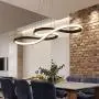 LAKIQ Modern Dimmable LED Hanging Chandelier Pendant Light Fixture Remote Control Dining Room LED Island Lighting for Living Room Bedroom(Black, 23.5’’, Stepless Dimming)