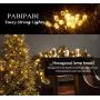 Christmas Outdoor String Lights 2 Pack 82ft 200 LED 9 Modes UL Safe Certified Weatherproof for Christmas Trees, Halloween, Garden, Patio, Wedding, Parties Decor(Warm White)