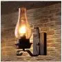 LITFAD Industrial Retro Wall Light Fixtures Dining Room Hallway Kerosene Wall Lamp Metal and Glass Single Light Vintage Style LED Wall Sconce Lighting Bedside Lamp