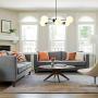 Lampundit Mid Century Modern 6 Light Chandelier, Matte Black Finish with Globe Glass Shade, Industrial Hanging Light Fixture for Living Room, Dining Room, Kitchen Island, Bulb Included, Dia 32.7 inch