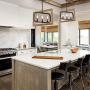 LNC Kitchen Island Lighting, Dining Room Chandelier, Vintage Farmhouse Island Lights with Adjustable Chain, Distressed Wood and Matte Metal, 17” Length