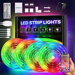 Smart LED Strip Lights 65.6ft, RGB Light Strip Kits with APP Control and Remote, 5050 SMD 12V DIY Color Changing LED Lights, LED Tape Lights for Bedroom Kitchen Cabinet TV Bar Party 65.6FT