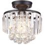 MonDaufie Crystal Chandelier Semi Flush Mount Lightght Fixture D10” Ceiling Light for Living Room Bedroom Hallway Kitchen