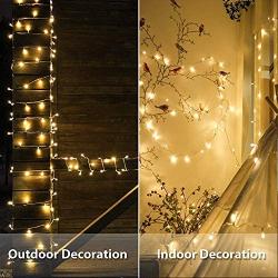 Oopswow 100 LED 39 FT Led String Lights, Plug in Fairy String Lights with Light Sensor and Timer, Extendable for Indoor, Outdoor, Wedding Party, Christmas Tree, New Year, Garden Decor,100L Warm White