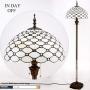 Tiffany Floor Lamp W16H64 Inch Tall Amber Stained Glass Crystal Pear Bead Lampshade S005 WERFACTORY LAMPS Lover Gifts Antique Style Standing Read Lighting Base Living Room Bedroom Bedside Coffee Table