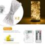 Koxly Christmas Lights, 2 Pack Battery Operated String Lights with Remote Timer Waterproof 8 Modes 16.4ft 50 LED String Lights for Bedroom,Garden,Party,Xmas Tree Indoor Outdoor Decorations, Warm White