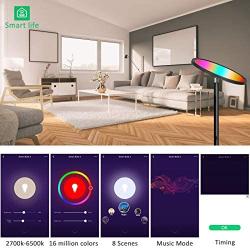 Floor Lamp, SZGMJIA LED WiFi Smart Floor Light with 1-100% Brightness Dimmable & 4 Colors Temperatures, 25W, Eye-Caring Dimmable Reading Standing Lamp for Sewing Living Room Bedroom Office