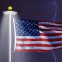 Solar Flag Pole Light, GRDE Upgraded 3 Modes Solar Flag Night Light - 48LED Downlight Lighting for 15 to 25 Ft Flag Pole Topper, Lasts for 8-10 Hours,Standard Silver Auto On/Off Solar Light