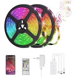 Led Strip Lights, Xpreen RGB led Strip Lights 32.8ft Bluetooth with Remote, App Control, Wired Control LED Lights, 7 Scenes Mode Multicolor LED Lights Color Changing for Bedroom