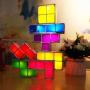 Tetris Stackable Night Light,VEEKI LED 7 Colors 3D Puzzles Toy Induction Interlocking Desk Lamp, DIY Tetris Tangram Light Magic Blocks Puzzles Toy lamp for Kids Teens Bedroom (Tetris Night)