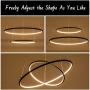 SUNMOO LED Modern Chandelier 2-Ring Led Pendant Light Circular Adjustable Chandelier Hanging Lighting for Dining Room Kitchen Living Room Bedroom 3000K Warm Light 55w (Black)