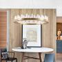 Siljoy K9 Crystal Chandelier Lighting Modern Ring Pendant Light with Metal Body Clear Round Shade for Dining Room Living Room Kitchen Island 23 Inches Dimmable LED