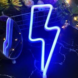 Lightning Bolt Neon Sign for Wall Decor,USB or Battery Decor LED Signs,Neon Lights for Bedroom,Light Up Signs Decorative Neon Light Sign for Home,Christmas,Party,Kids Living Room(Blue)