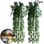 12PCS Artificial Vine Decorative Artificial Plant with 200 LEDs String Light