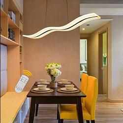 Aipsun 36W Modern Wave LED Pendant Light Dimmable Fixture Ceiling Light Contemporary Chandelier Hanging Light Fixture for Living Room Restaurant Dining Table Bedroom (with Remote Control)