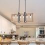 Maxax Kitchen Island Light 6-Lights Wood Pendant Chandelier Ceiling Light, Industrial Hanging Light Fixture for Kitchen Island Dining Room