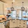 Q&S Farmhouse Chandelier Light Fixture,Vintage Rustic Pendant Lighting,Rectangle Lantern,ORB+Bronze Rubbed Finish,Metal Lighting Fixtures for Dining Room,Kitchen,Foyer,Entryway,4 Lights