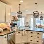 Q&S Farmhouse Chandelier Light Fixture,Vintage Rustic Pendant Lighting,Rectangle Lantern,ORB+Bronze Rubbed Finish,Metal Lighting Fixtures for Dining Room,Kitchen,Foyer,Entryway,4 Lights