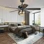 Crystal Ceiling Fan Light with Remote Control 5 Reversible Blades,52-Inch Rustic Crystal Chandelier Ceiling Fan Light Fixture for Bedroom Living Dining Room, Bronze