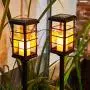 Garden Solar Lights Outdoor Decorative Flickering Candle Stake Lights Table Lantern for Yard, Lawn, Patio, Pathway (2Pack, Black)