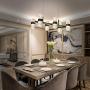 Modern Kitchen Island Light LED Chandelier Contemporary 6-Pendant Lighting 50W 4000lm Adjustable Hanging Ceiling Light for Living Room Foyer Hallway Bar Dining Room, 4000K Nature White, Matte Black