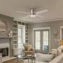 CO-Z 52’’ Modern Ceiling Fan with LED Lights and Remote, Indoor Low Profile Flush Mount Ceiling Fans for Bedroom, Living Room, Brushed Nickel Finish and 4 Reversible Plywood Blades in Cherry & Silver