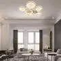 Lingkai Modern LED Flush Mount Ceiling Light 7-Light Chandeliers Control Nature White and Warm White Dimmable Circle Rings Design Ceiling Lamp for Living Room Bedroom Kitchen 3000K-6000K