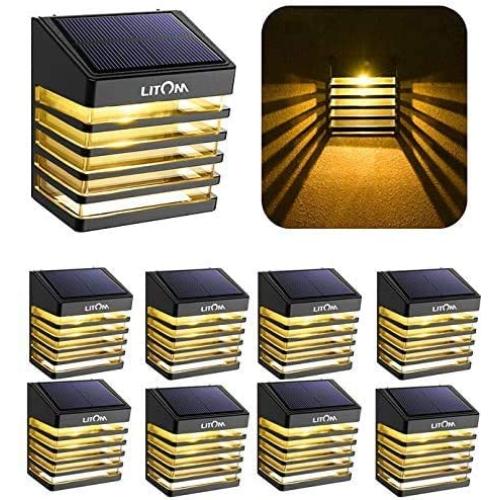Solar Fence Deck Light Outdoor with Premium LEDs, 2 Optional Modes Waterproof Solar Powered Wall Lights Lighting Decor for Garden, Path, Deck, Fence, Stair, Patio, Pool Backyard (8 Pack, Warm White)