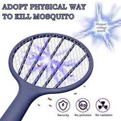 Bug Zapper, Electric Mosquito Fly Gnat Insect Killer Racket, 3000V Handheld Fly Swatter for Indoor/Outdoor Pest Control (Dark Blue)