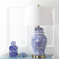 JONATHAN Y JYL3008A Ellis 29.5'' Ceramic LED Table Lamp Traditional for Bedroom, Living Room, Office, College Dorm, Coffee Table, Bookcase, Blue/White