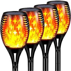 Topmante Upgraded Solar Torch Lights Waterproof Flickering Dancing Flames Torches Lights Outdoor Solar Landscape Decoration Lighting Dusk to Dawn Auto On/Off Path Lights (4 Pack - Star)