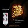 KOUQIYA Battery Operated String Lights,8 Mode 33ft 100 LED Christmas Lights with Remote Control Waterproof Fairy Lights for Tree Party Wedding Holiday Indoor Outdoor Garden Decoration-Warm White