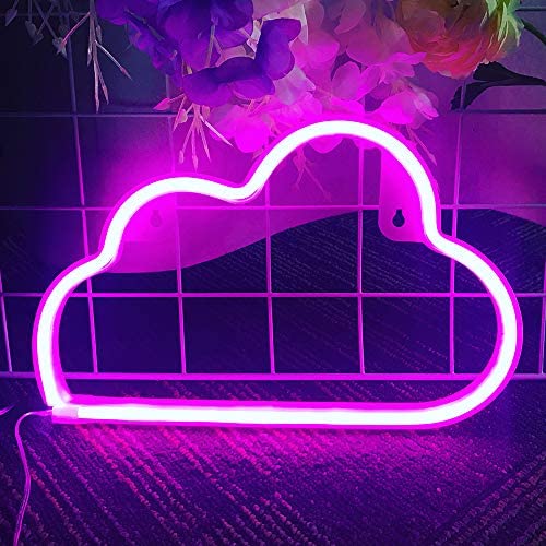 Protecu Cloud Light Neon Sign, LED Signs for Bedroom Neon Signs for Wall Decor, LED Neon Lights Light Up Signs for Kids Living Room, Birthday, Wedding Party, Christmas, New Year Home Decor (Pink)