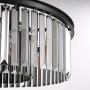 NOXARTE Luxury Round Crystal Chandelier Hanging Ceiling Light with Smoky Gray Lampshade for Dining Room