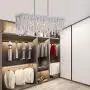 Q&S Rectangle Crystal Chandelier Lighti Fixture, Modern Chrome 6 Lights Chandeliers Ceiling Light Fixture for Dinning Room, Living Room,Kitchen Island, Hotel Lobby,Chrome