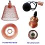 Vintage Farmhouse Pendant Lighting Rose Gold Chicken Wire Lamp Shade, Industrial Dining Room Lighting Fixtures Hanging Lamp Salking, Adjustable Hanging Pendant Light for Kitchen Barn Foyer Entryway