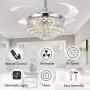 Moooni Reversible Retractable Ceiling Fans with Lights and Remote Invisible Fan Foldable Chandelier Fan Noiseless Fandelier for Bedroom Dining room Modern Fans Ceiling Dimmable LED Fan Light Kit 42 Inch