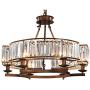 NOXARTE Round Crystal Chandelier Vintage Hanging Pendant Ceiling Light LED Dimmable Fixture for Dining Room Bedroom Brown