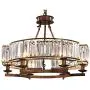 NOXARTE Round Crystal Chandelier Vintage Hanging Pendant Ceiling Light LED Dimmable Fixture for Dining Room Bedroom Brown
