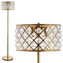 JONATHAN Y JYL9000A Elizabeth 60'' Crystal/Metal LED Floor Lamp, Contemporary, Transitional for Bedroom, Living Room, Brass Gold