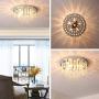 WIFUME Crystal Chandelier, Modern Chandeliers Lighting Fixture, 5 Lights Elegant Flush Mount Ceiling Light for Hallway, Kitchen, Dining Room, Bedroom, Living Room, Wide15.8''