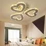 Modern Crystal Chandelier LED Ceiling Light 3-Heart Shape Chandelier Lighting Fixture Flush Mount Pendant Light for Bedroom Living Room Hallway Hobby,Warm White