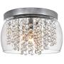 FERWVEW Modern 1 Light 11'' Crystal Flush Mount Ceiling Light Mini Chandeliers Lighting Fixture with Drum Glass Shade, Chrome Hanging Lamp for Bedroom Living Dining Room Hallway Entryway Foyer